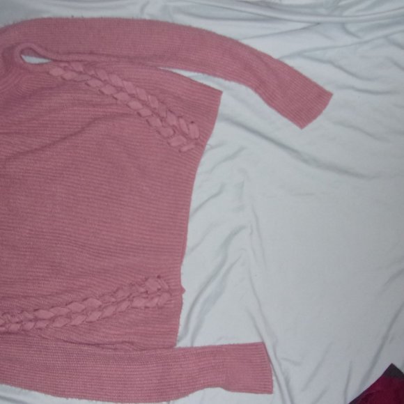 size large pink womens top sweater shirt   knit pullover shirt cottage core - Picture 2 of 4